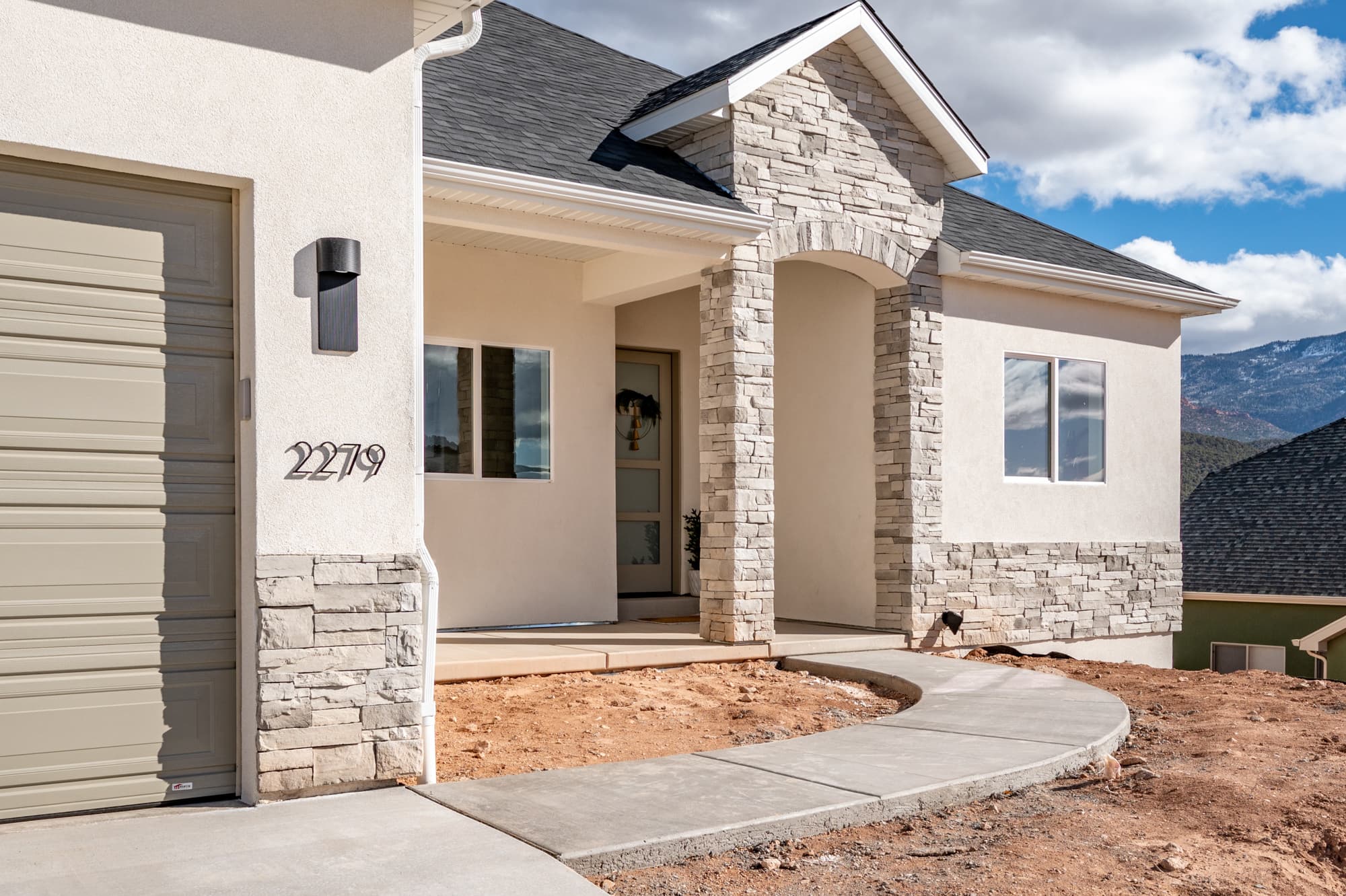 Entry detail with stone accents