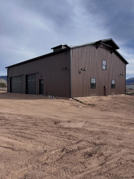 Shop side elevation with roll-up doors