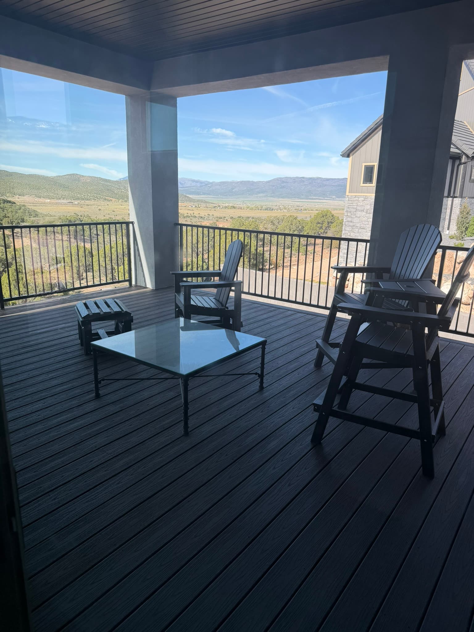 Covered deck with valley view